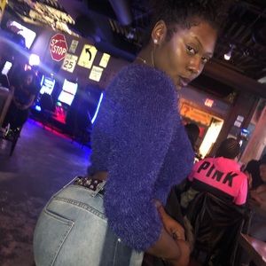 Purple fuzzy cropped sweater